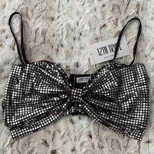 12th Tribe Silver Sequin Crop Top